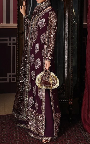 Roheenaz Plum Chiffon Suit | Pakistani Embroidered Chiffon Dresses USA- Image 2
