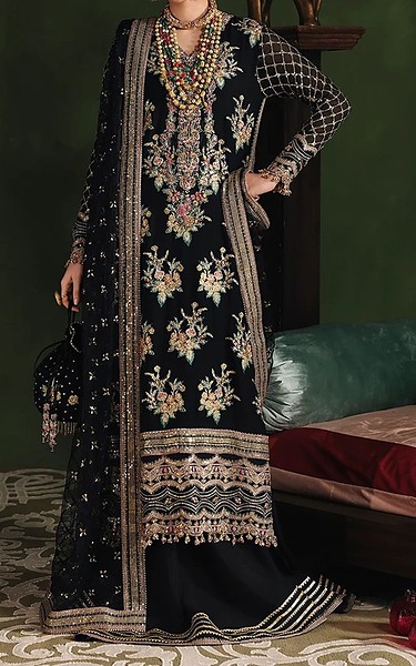 Roheenaz Black Chiffon Suit | Pakistani Embroidered Chiffon Dresses USA- Image 1