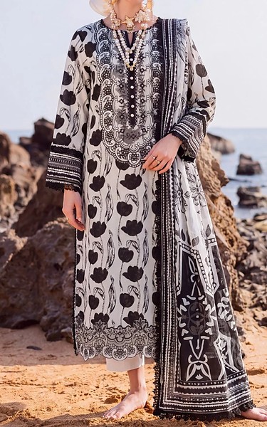 Safwa Black/White Viscose Suit | Pakistani Winter Dresses in USA- Image 1