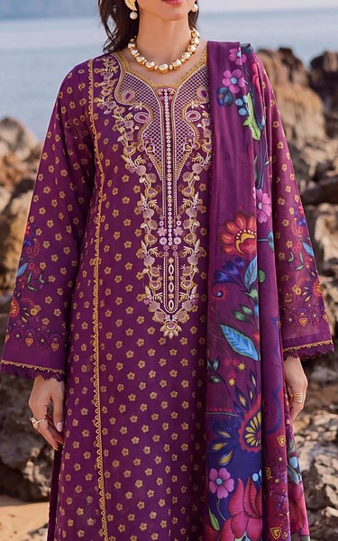 Safwa Wine Viscose Suit | Pakistani Winter Dresses in USA- Image 2
