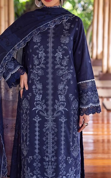 Safwa Royal Blue Karandi Suit | Pakistani Winter Dresses in USA- Image 2
