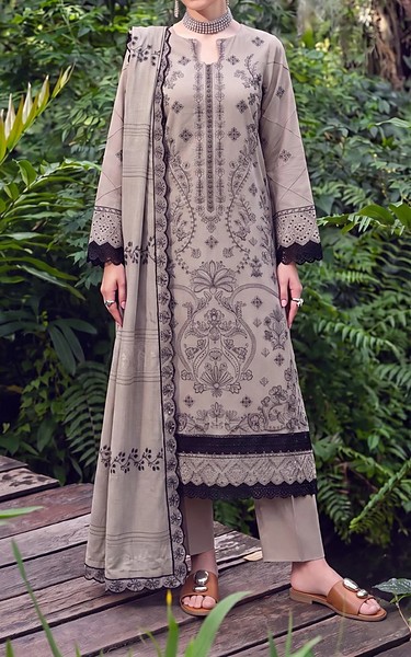 Safwa Grey Karandi Suit | Pakistani Winter Dresses in USA- Image 1