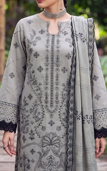 Safwa Grey Karandi Suit | Pakistani Winter Dresses in USA- Image 2