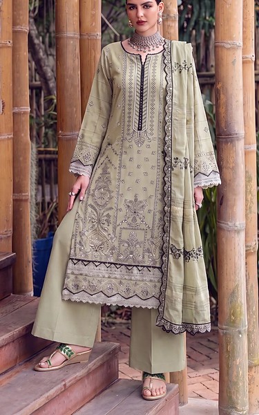 Safwa Beige Karandi Suit | Pakistani Winter Dresses in USA- Image 1