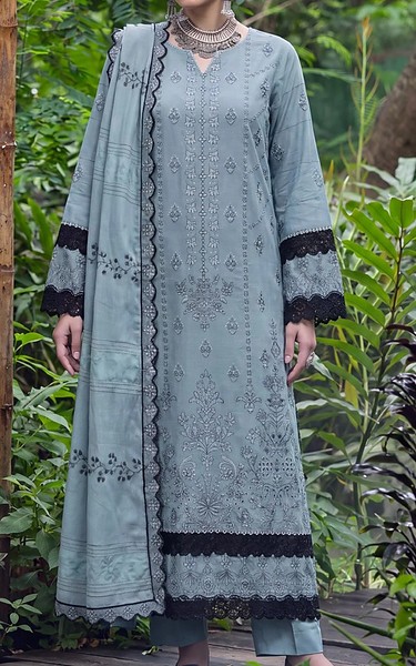 Safwa Grey Karandi Suit | Pakistani Winter Dresses in USA- Image 1