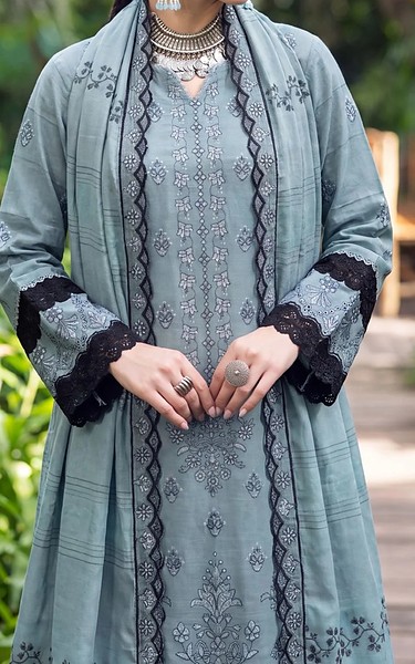 Safwa Grey Karandi Suit | Pakistani Winter Dresses in USA- Image 2