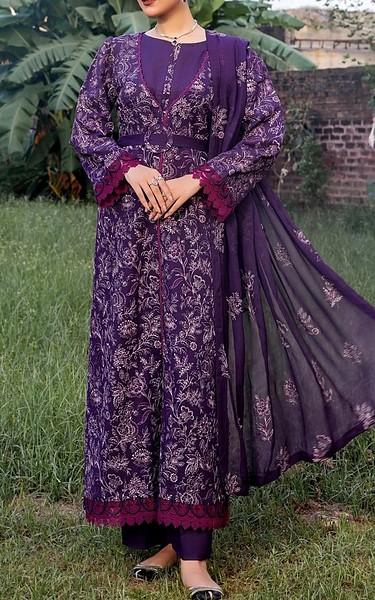 Safwa Indigo Karandi Suit | Pakistani Winter Dresses in USA- Image 1