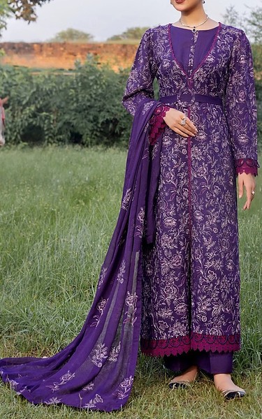 Safwa Indigo Karandi Suit | Pakistani Winter Dresses in USA- Image 2