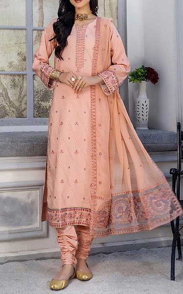 Safwa Peach Viscose Suit | Pakistani Winter Dresses in USA- Image 1