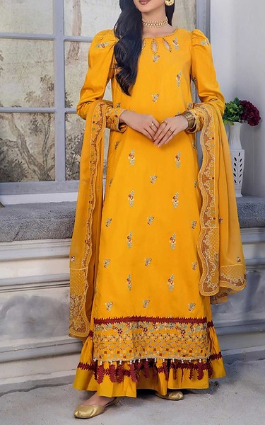 Safwa Mustard Viscose Suit | Pakistani Winter Dresses in USA- Image 1