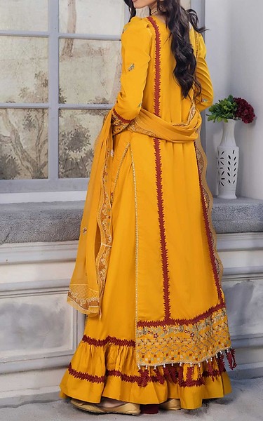 Safwa Mustard Viscose Suit | Pakistani Winter Dresses in USA- Image 2