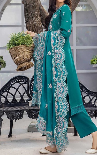 Safwa Teal Viscose Suit | Pakistani Winter Dresses in USA- Image 2