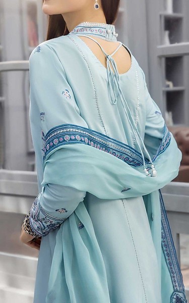 Safwa Sky Blue Viscose Suit | Pakistani Winter Dresses in USA- Image 1