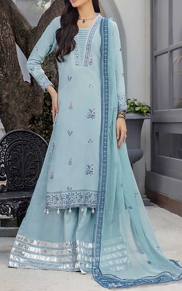 Safwa Sky Blue Viscose Suit | Pakistani Winter Dresses in USA- Image 2