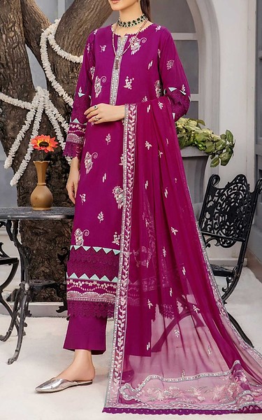 Safwa Hot Pink Viscose Suit | Pakistani Winter Dresses in USA- Image 1