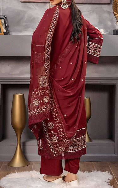 Safwa Maroon Viscose Suit | Pakistani Winter Dresses in USA- Image 2