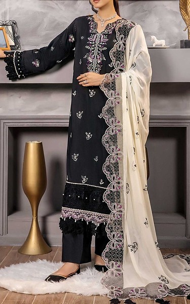 Safwa Black Viscose Suit | Pakistani Winter Dresses in USA- Image 1
