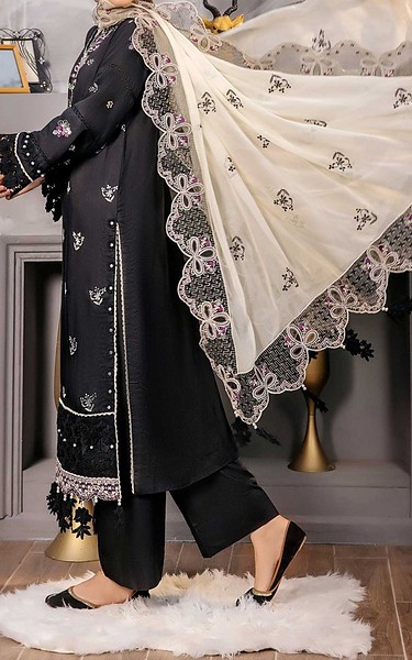 Safwa Black Viscose Suit | Pakistani Winter Dresses in USA- Image 2