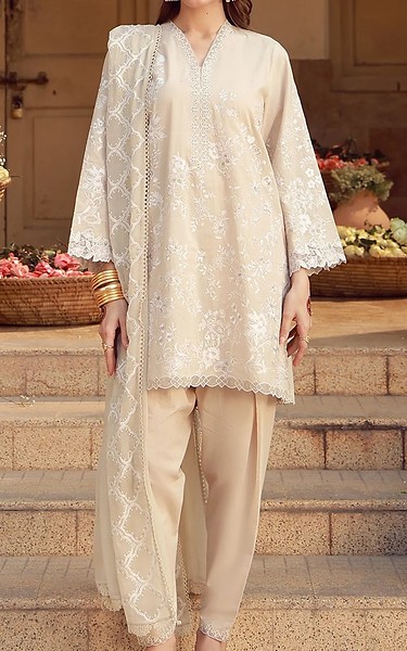 Sahar Beige Lawn Suit | Pakistani Lawn Dress in USA- Image 1