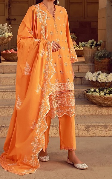 Sahar Bright Orange Lawn Suit | Pakistani Lawn Dress in USA- Image 1