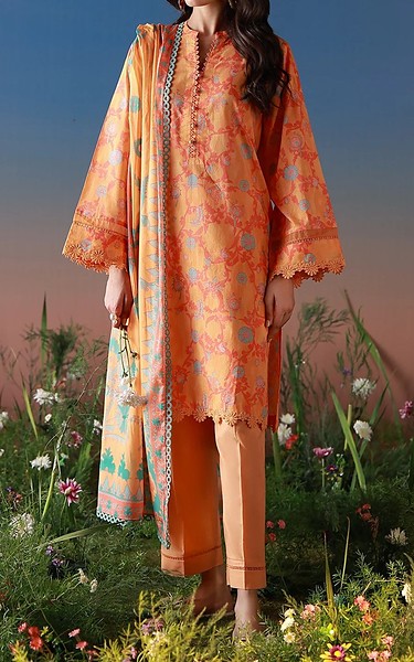 Sahar Orange Lawn Suit | Pakistani Lawn Dress in USA- Image 1