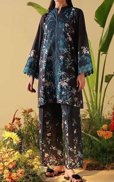 Sahar Black Cambric Suit (2 pcs) | Pakistani Lawn Dress in USA- Image 1
