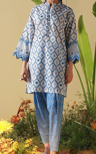 Sahar Blue Cambric Suit | Pakistani Lawn Dress in USA- Image 1