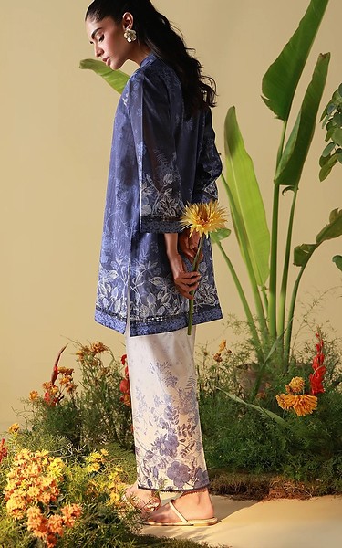 d Dark Blue Cambric Suit (2 pcs) | Pakistani Dresses in USA- Image 2