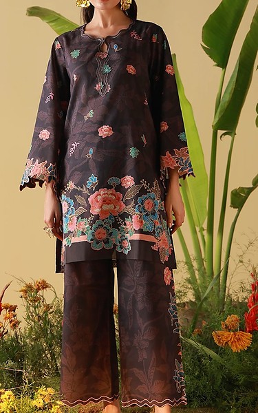 Sahar Black Cambric Suit (2 pcs) | Pakistani Lawn Dress in USA- Image 1