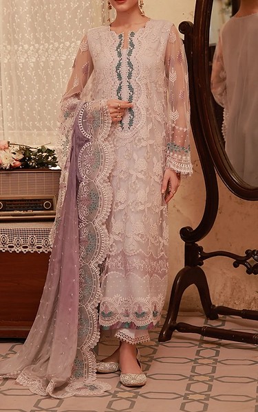 Sahar Lilac Net Suit | Pakistani Embroidered Chiffon Dresses USA- Image 1