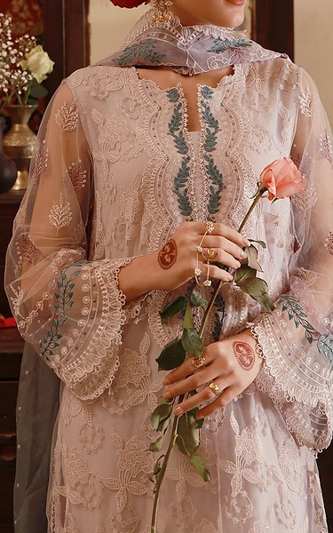 Sahar Lilac Net Suit | Pakistani Embroidered Chiffon Dresses USA- Image 2