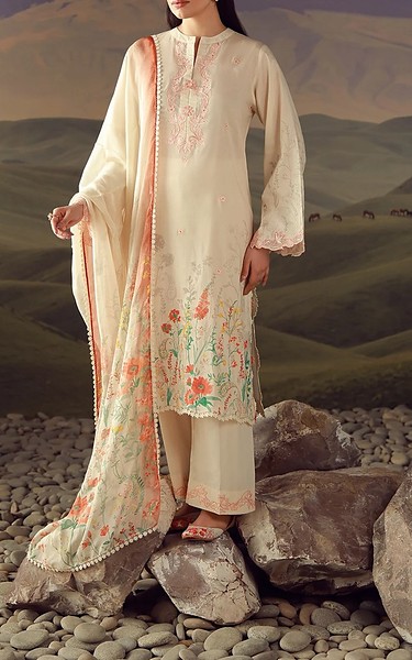 Sahar Beige Lawn Suit | Pakistani Lawn Dress in USA- Image 1
