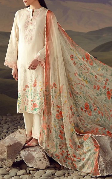 Sahar Beige Lawn Suit | Pakistani Lawn Dress in USA- Image 2