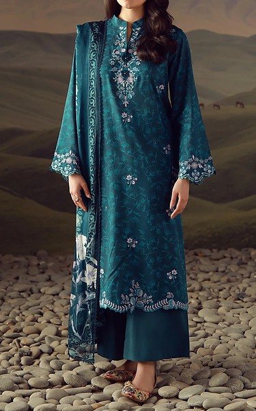 Sahar Teal Lawn Suit | Pakistani Lawn Dress in USA- Image 1