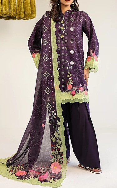 Sahar Purple Lawn Suit | Pakistani Lawn Dress in USA- Image 1