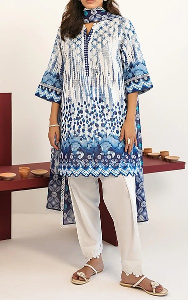 Sahar White/Blue Lawn Suit | Pakistani Lawn Dress in USA- Image 1