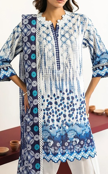 Sahar White/Blue Lawn Suit | Pakistani Lawn Dress in USA- Image 2