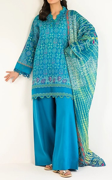 Sahar Teal Lawn Suit | Pakistani Lawn Dress in USA- Image 1