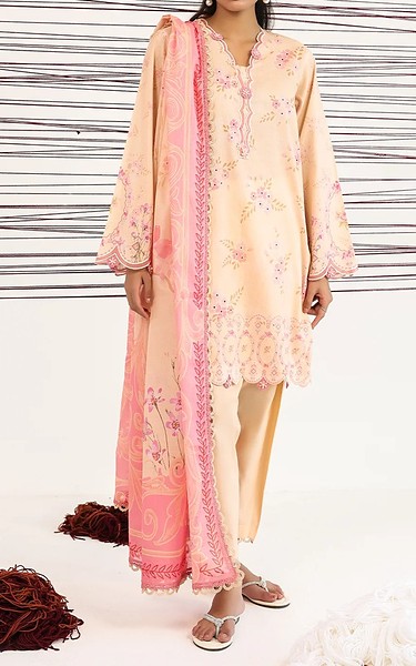 Sahar Beige Lawn Suit | Pakistani Lawn Dress in USA- Image 1