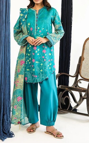 Sahar Teal Lawn Suit | Pakistani Lawn Dress in USA- Image 1