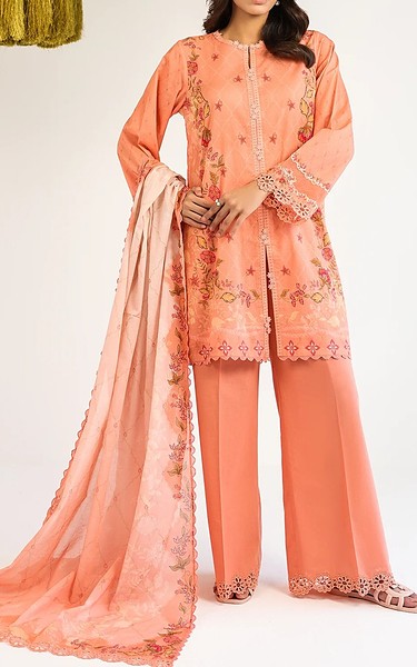 Sahar Peach Lawn Suit | Pakistani Lawn Dress in USA- Image 1