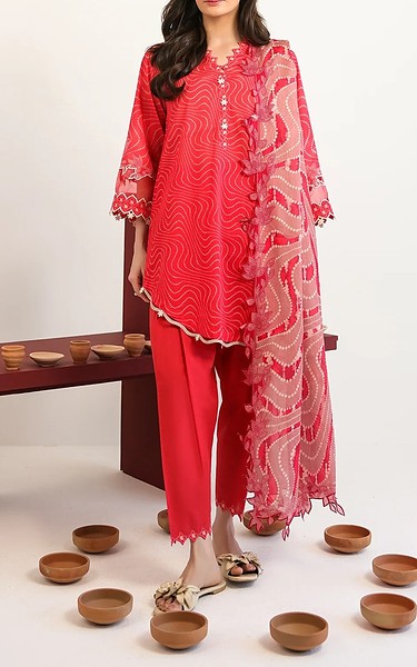 Sahar Red Lawn Suit | Pakistani Lawn Dress in USA- Image 1