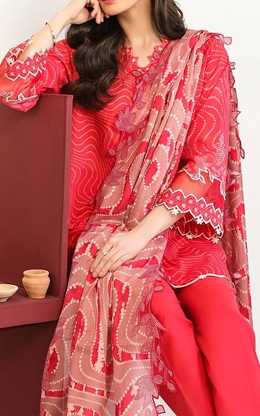 Sahar Red Lawn Suit | Pakistani Lawn Dress in USA- Image 2