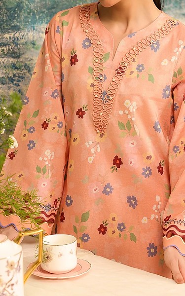 Sahar Peach Cambric Suit (2 Pcs) | Pakistani Lawn Dress in USA- Image 2