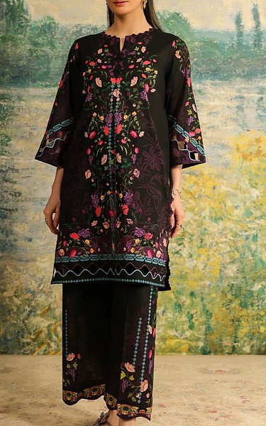 Sahar Black Cambric Suit (2 Pcs) | Pakistani Lawn Dress in USA- Image 1