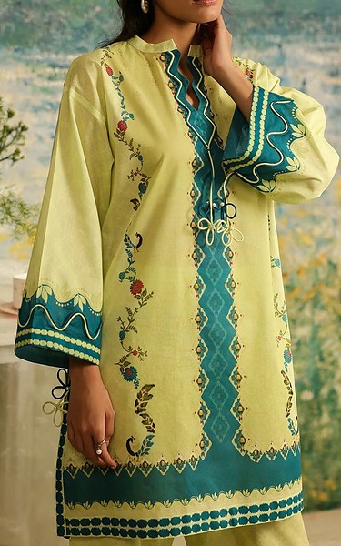 Sahar Lime Green Cambric Suit (2 Pcs) | Pakistani Lawn Dress in USA- Image 2