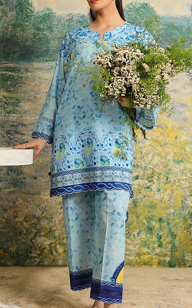 Sahar Light Blue Cambric Suit (2 Pcs) | Pakistani Lawn Dress in USA- Image 1