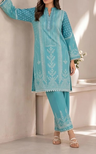 Sahar Teal Lawn Suit (2Pcs) | Pakistani Lawn Dress in USA- Image 1