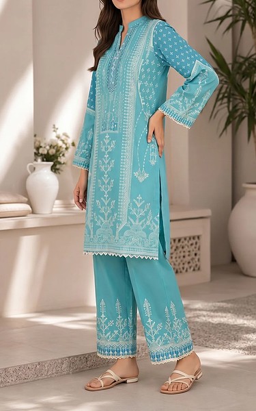 Sahar Teal Lawn Suit (2Pcs) | Pakistani Lawn Dress in USA- Image 2