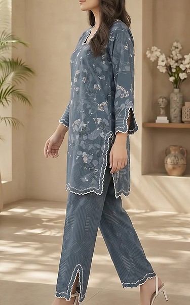 Sahar Grey Lawn Suit (2Pcs) | Pakistani Lawn Dress in USA- Image 2